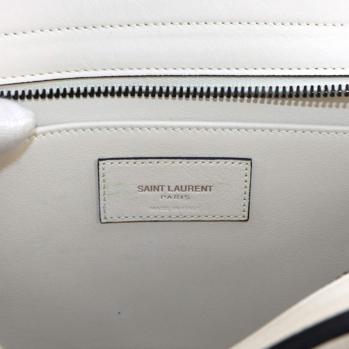 Baby Cabas Hand Shoulder Bag Leather White 424868