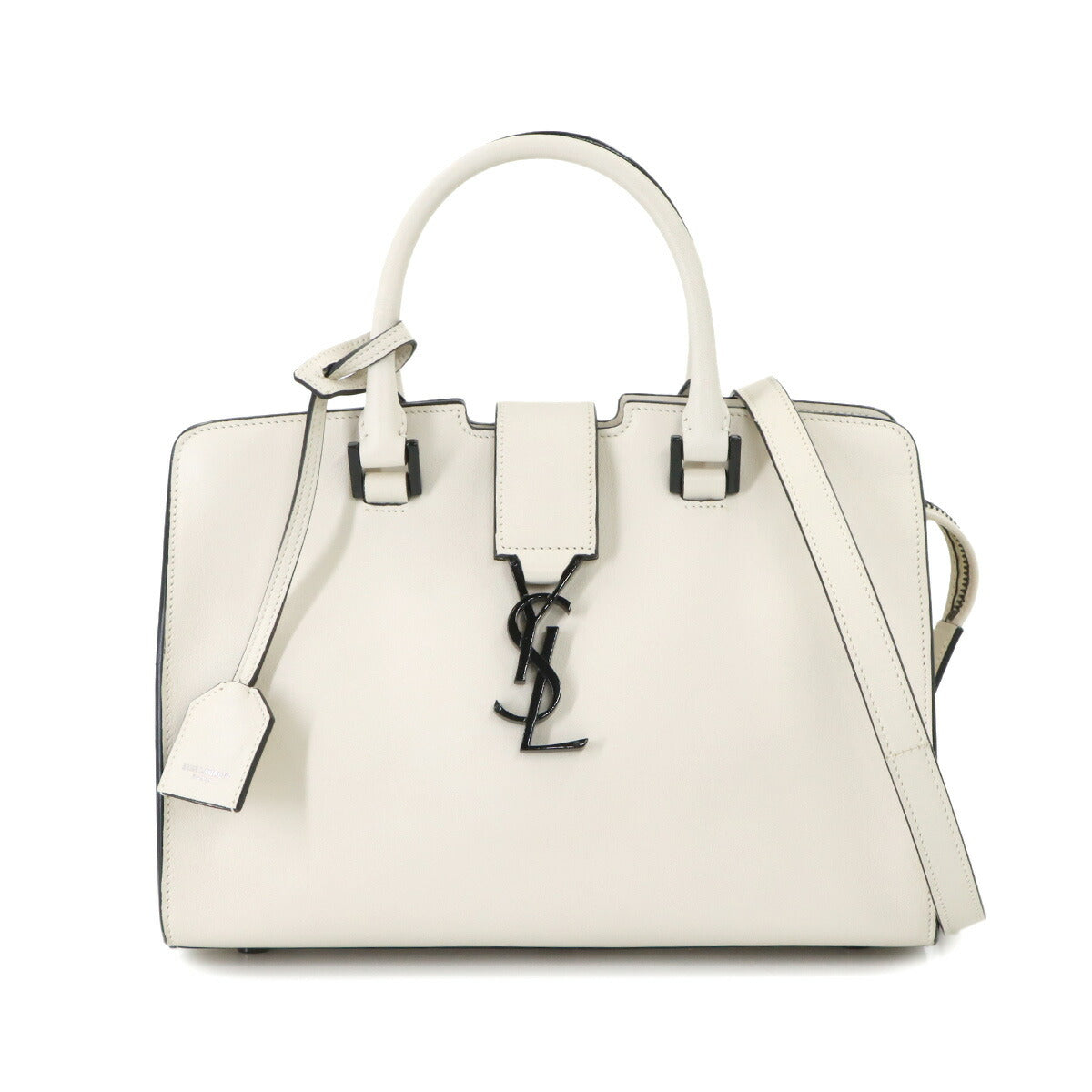 Baby Cabas Hand Shoulder Bag Leather White 424868