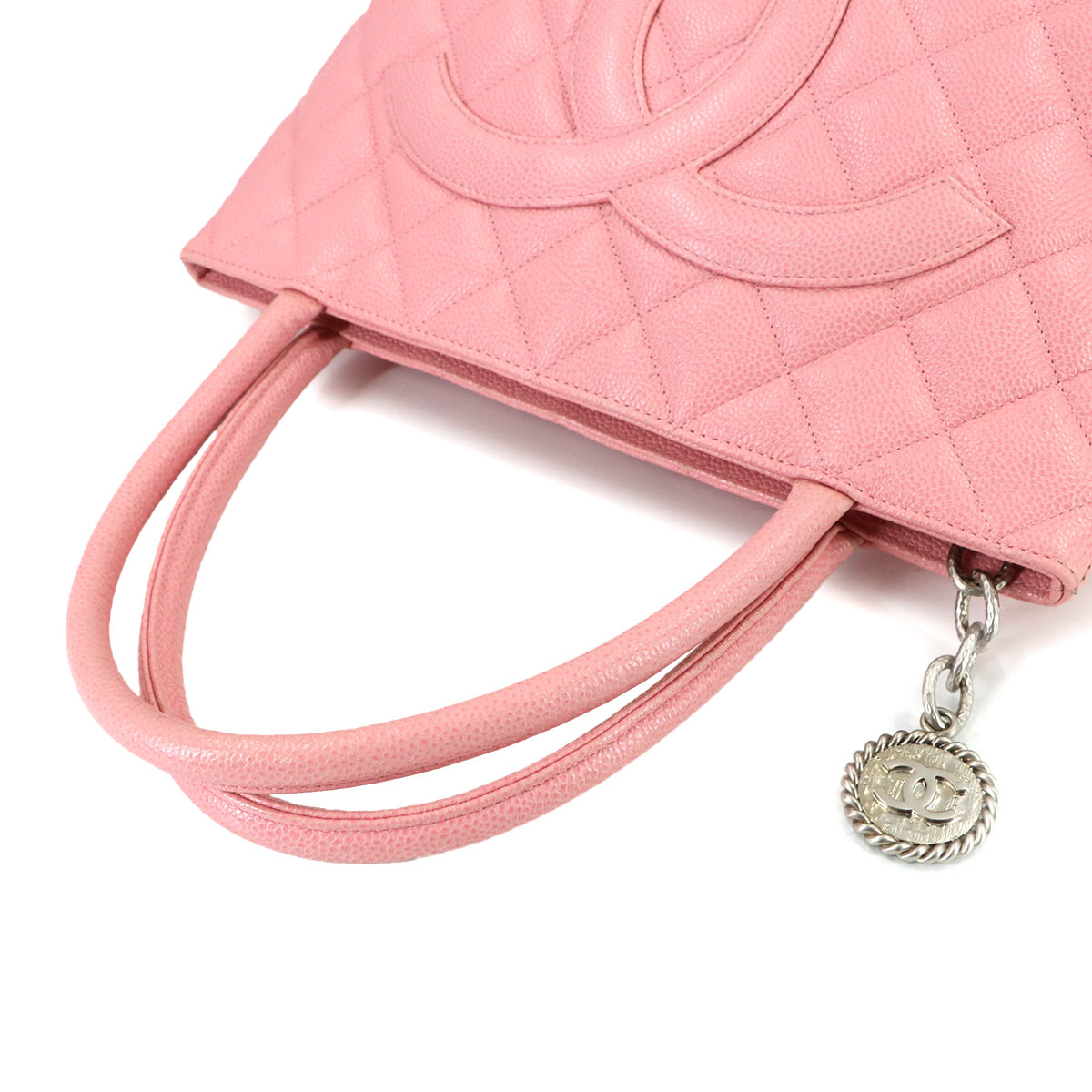 Medallion Tote Bag Leather Pink A01804 Coco Logos
