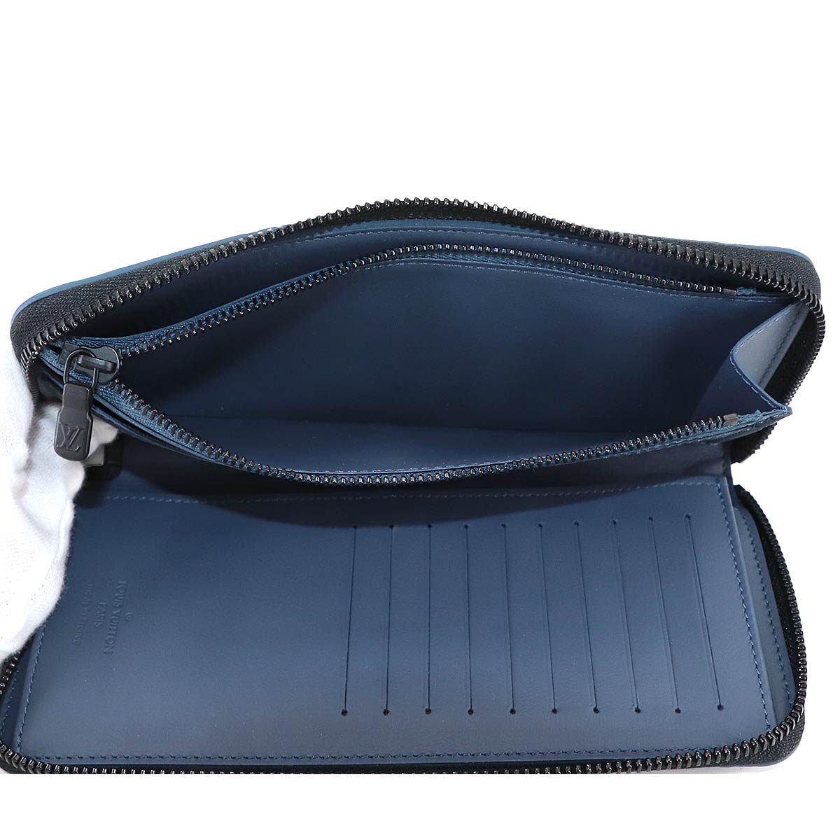 Monogram Shadow Zippy Wallet Vertical Navy Blue M82322