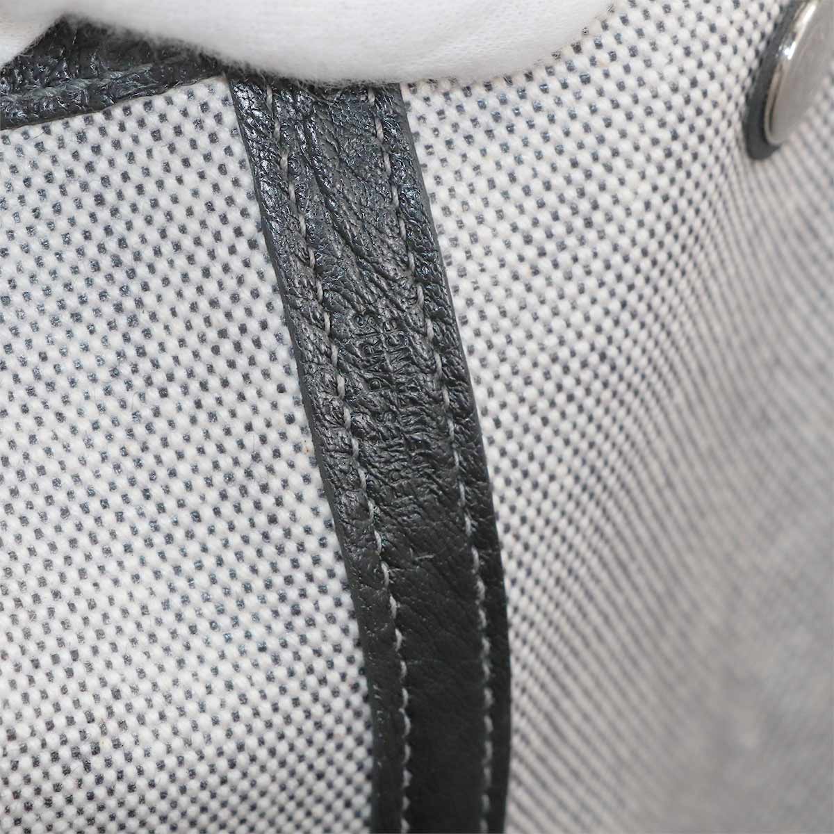 Garden Party PM Tote Bag Toile H Buffle Skipper Black Gray