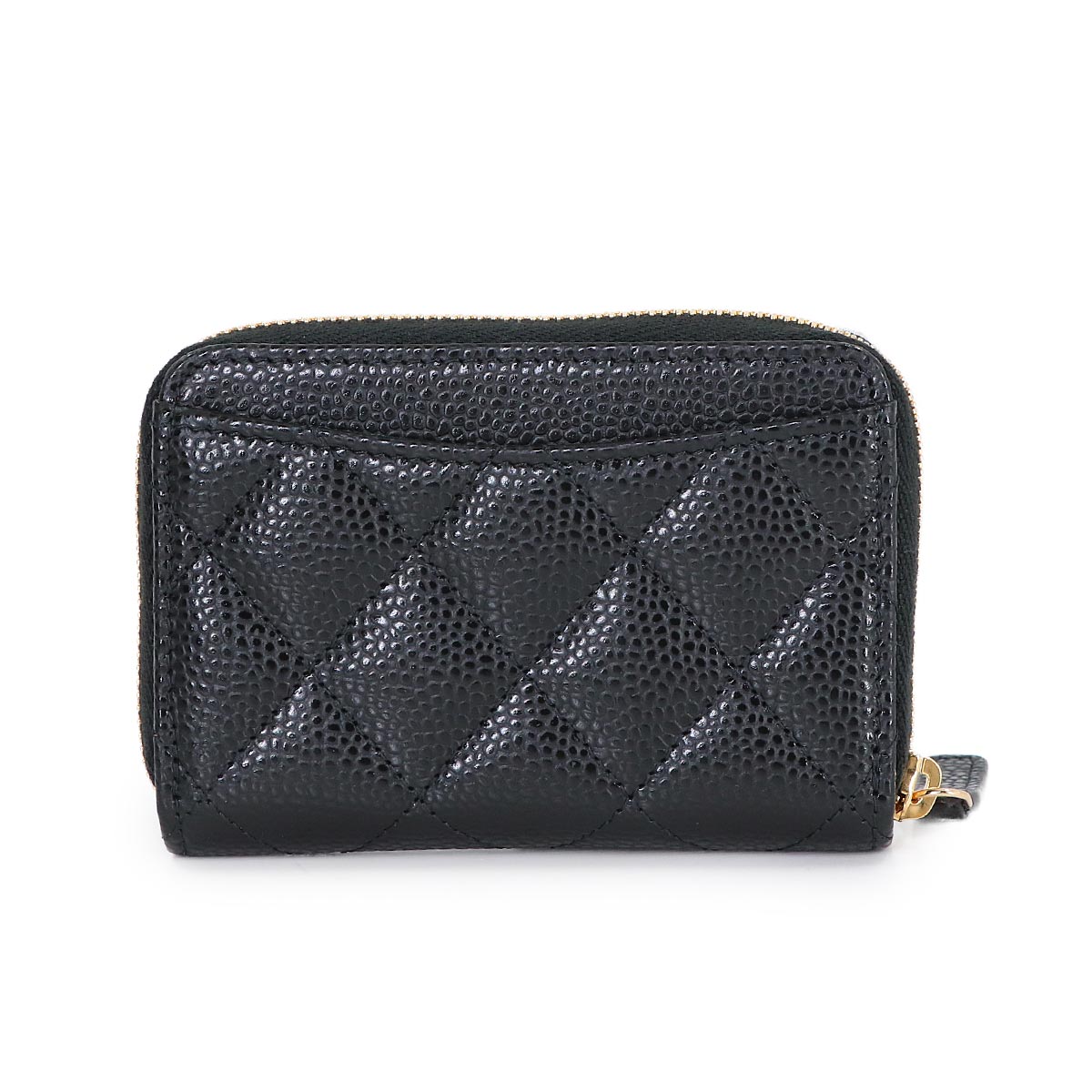 Matelasse Classic Zipped Coin Purse Leather Black AP0216