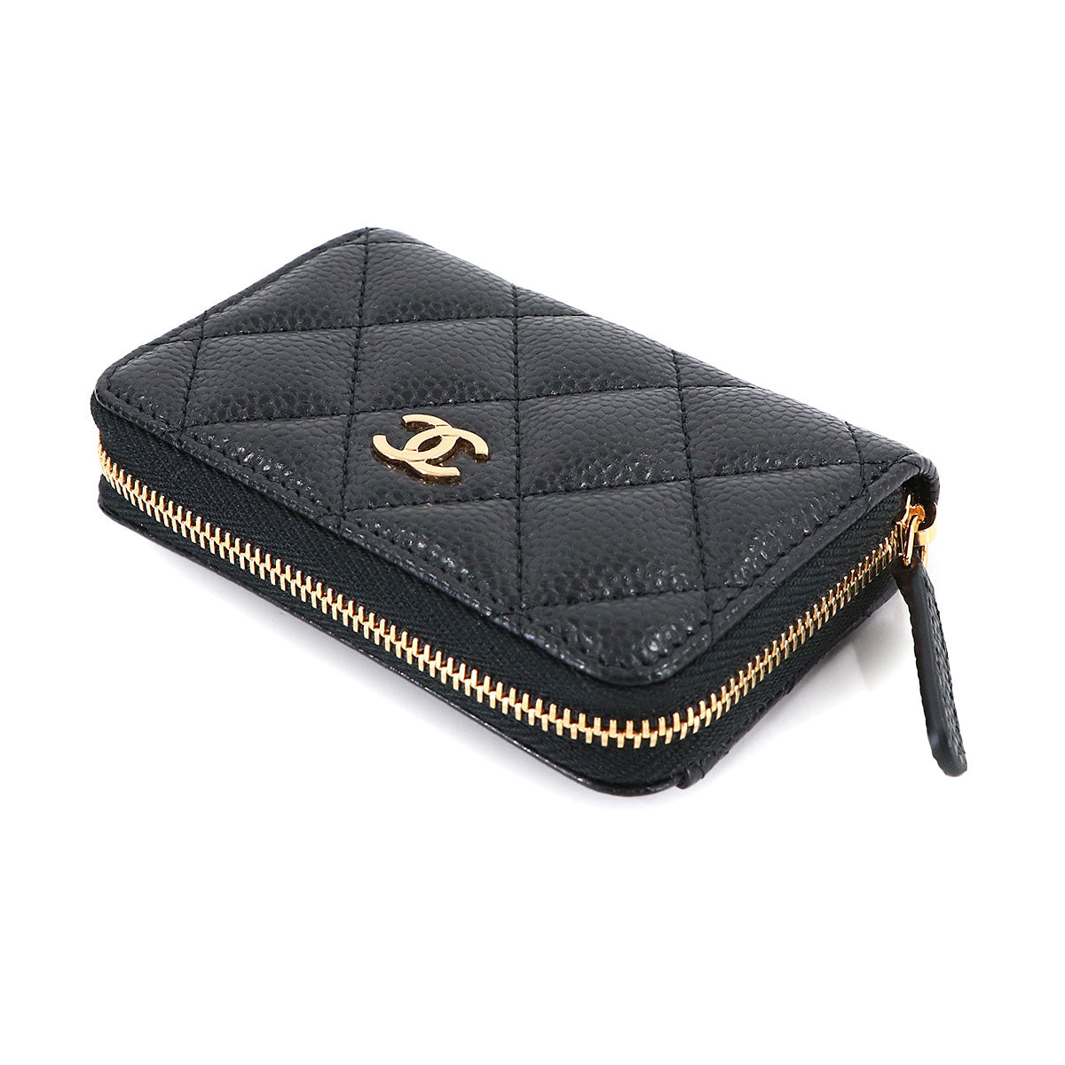 Matelasse Classic Zipped Coin Purse Leather Black AP0216