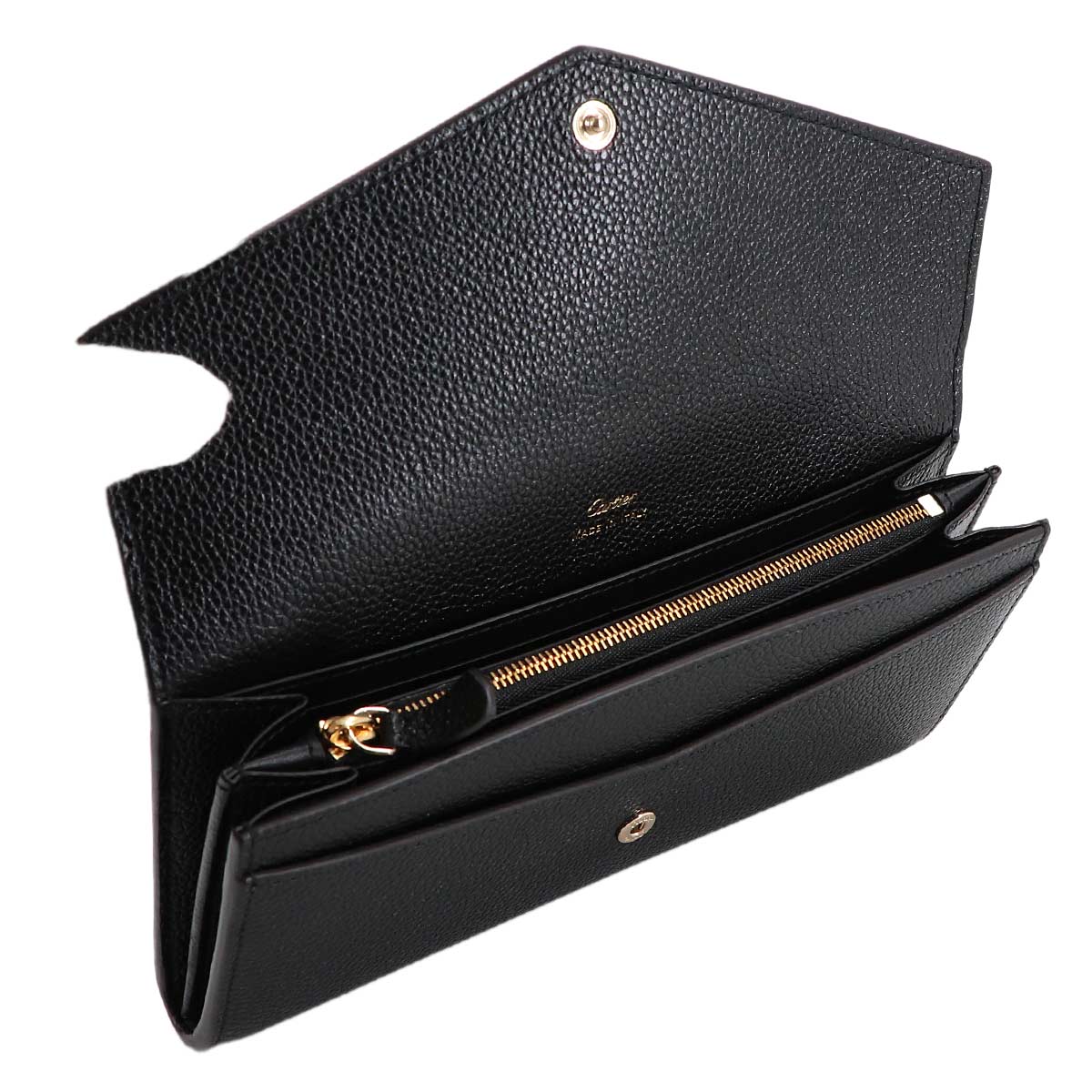 Panthere Graphic Long Wallet Leather Black Purse
