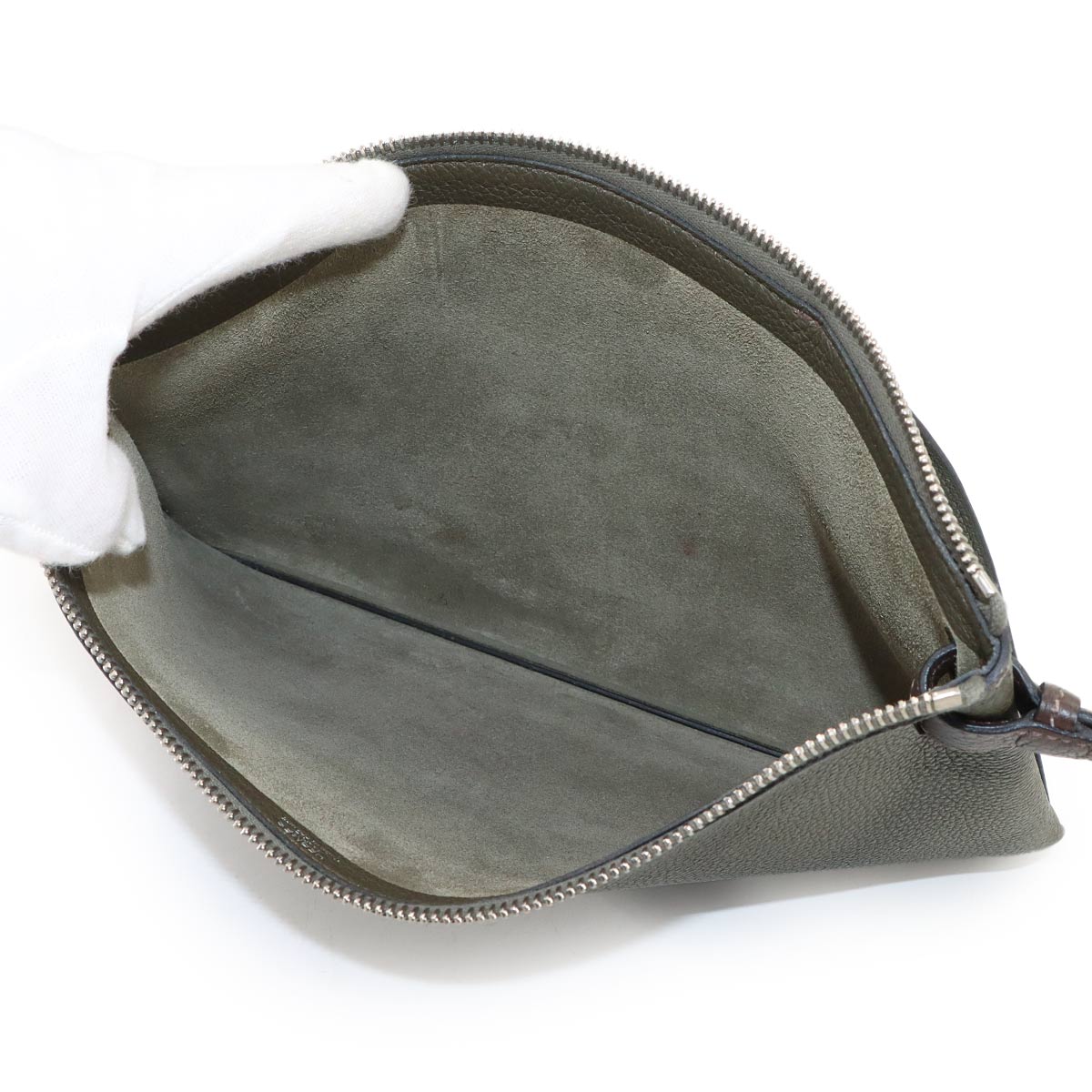 Caba Vertige 30 Clutch Bag Togo Blue nuit Vert de guris Ebene
