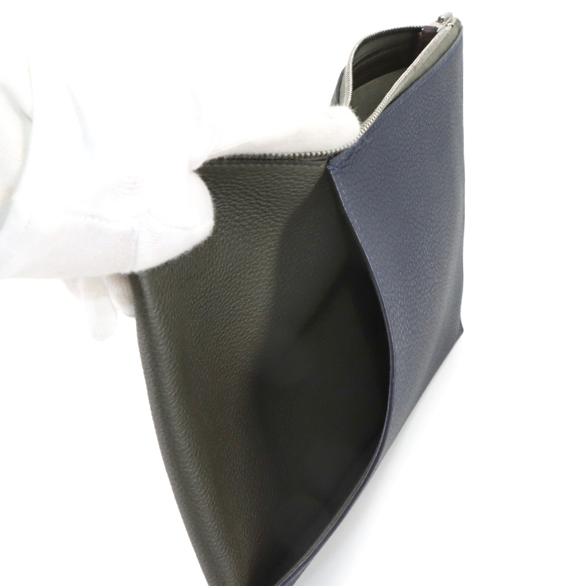 Caba Vertige 30 Clutch Bag Togo Blue nuit Vert de guris Ebene