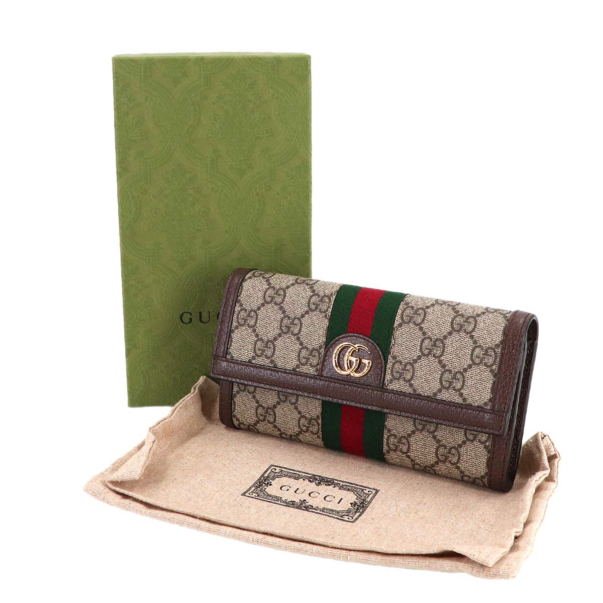 Ophidia GG Continental Wallet GG Supreme Canvas Leather 523153
