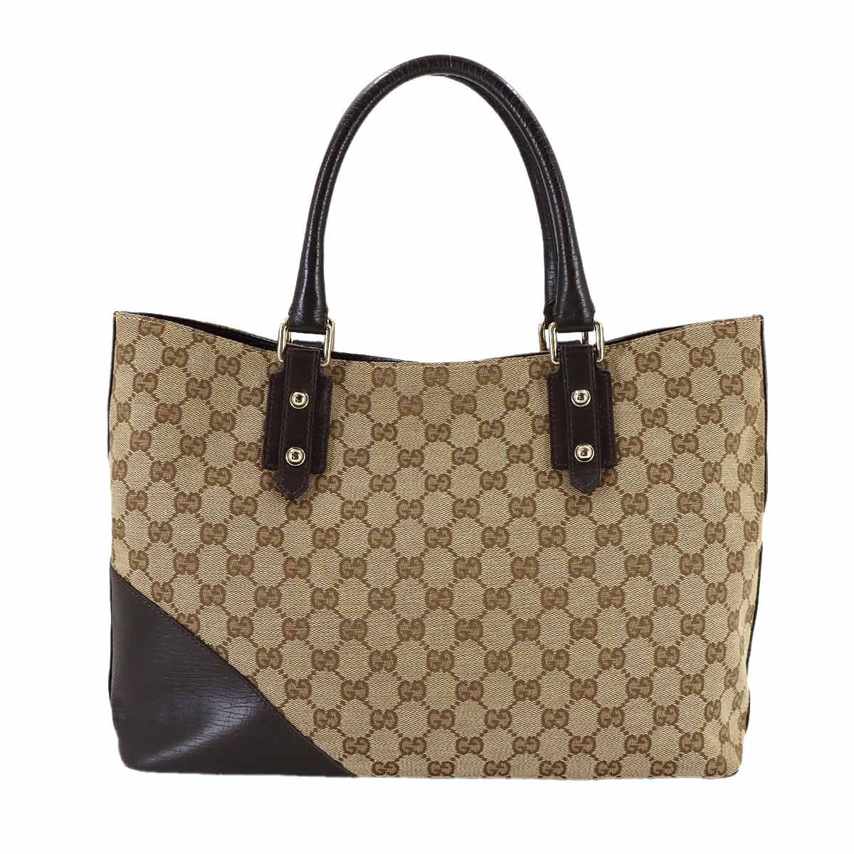 Horsebit Tote Bag GG Canvas Leather Beige Brown 137385 Purse