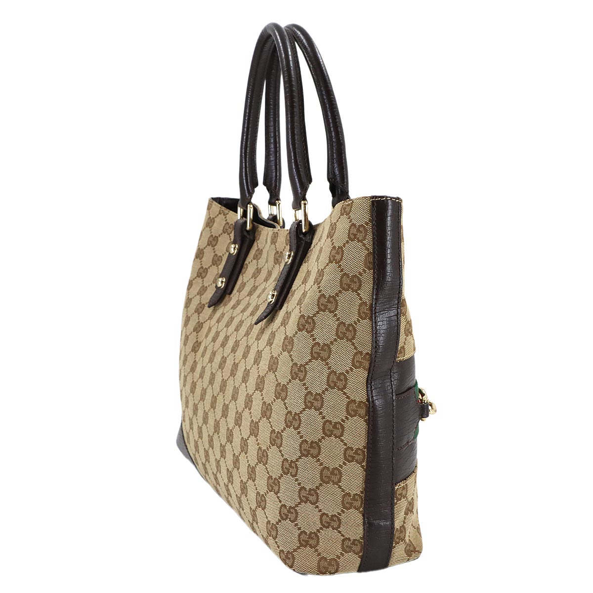 Horsebit Tote Bag GG Canvas Leather Beige Brown 137385 Purse