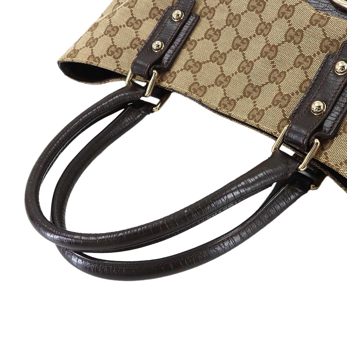 Horsebit Tote Bag GG Canvas Leather Beige Brown 137385 Purse