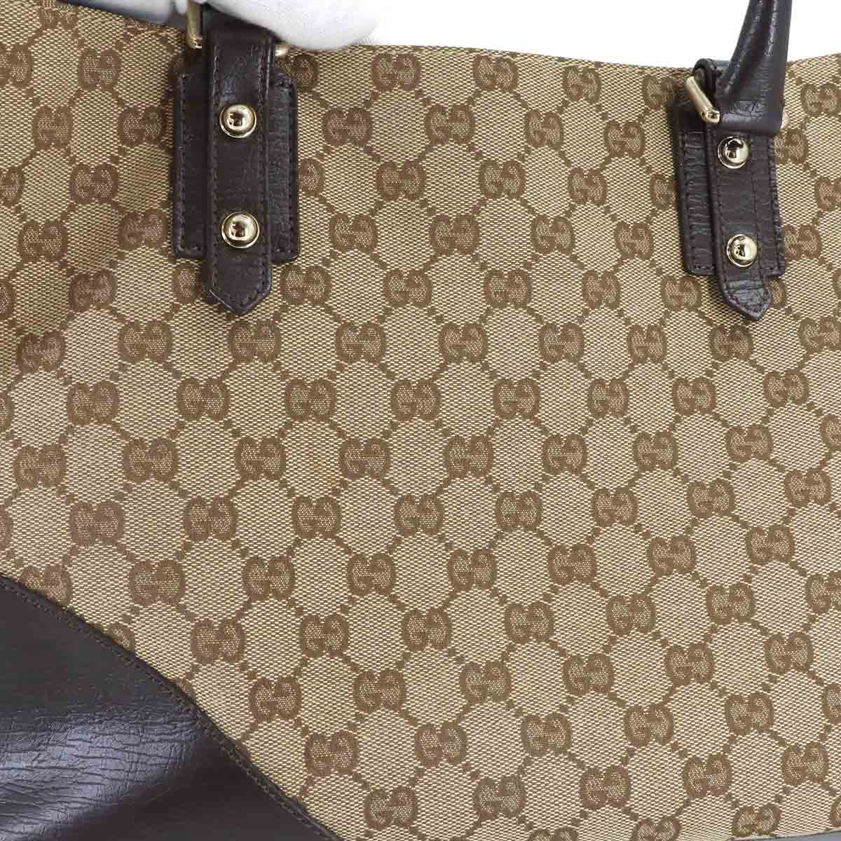Horsebit Tote Bag GG Canvas Leather Beige Brown 137385 Purse