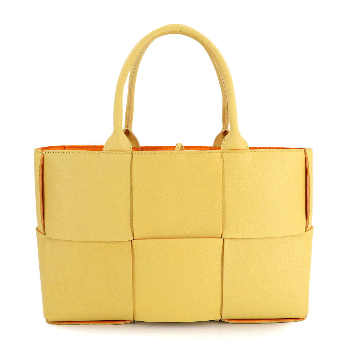 Intrecciato Small Arco Tote Bag Leather Yellow Orange