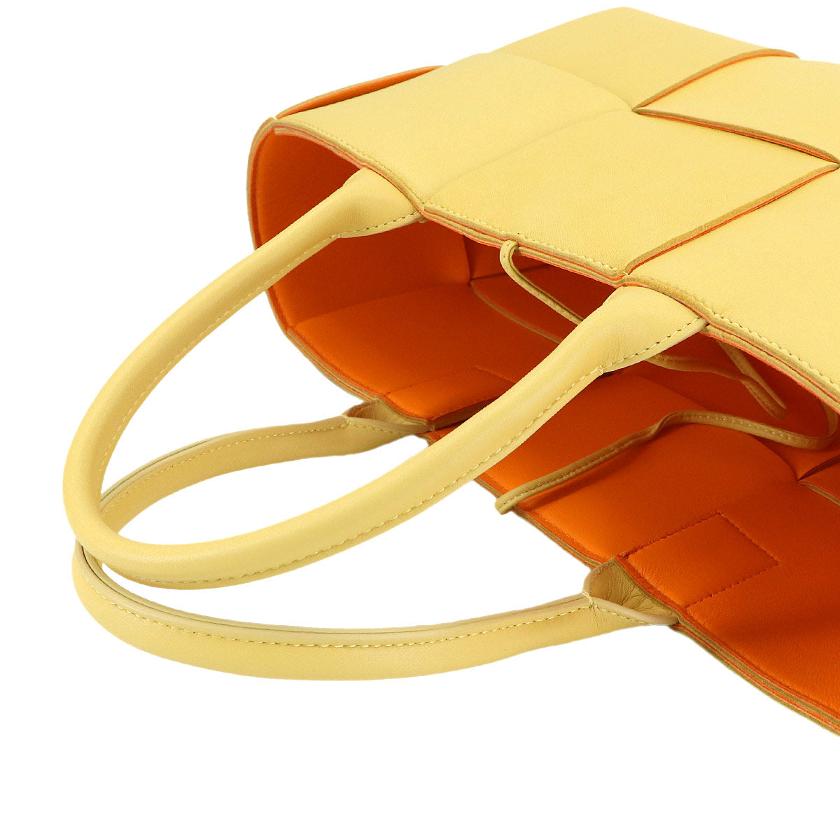 Intrecciato Small Arco Tote Bag Leather Yellow Orange
