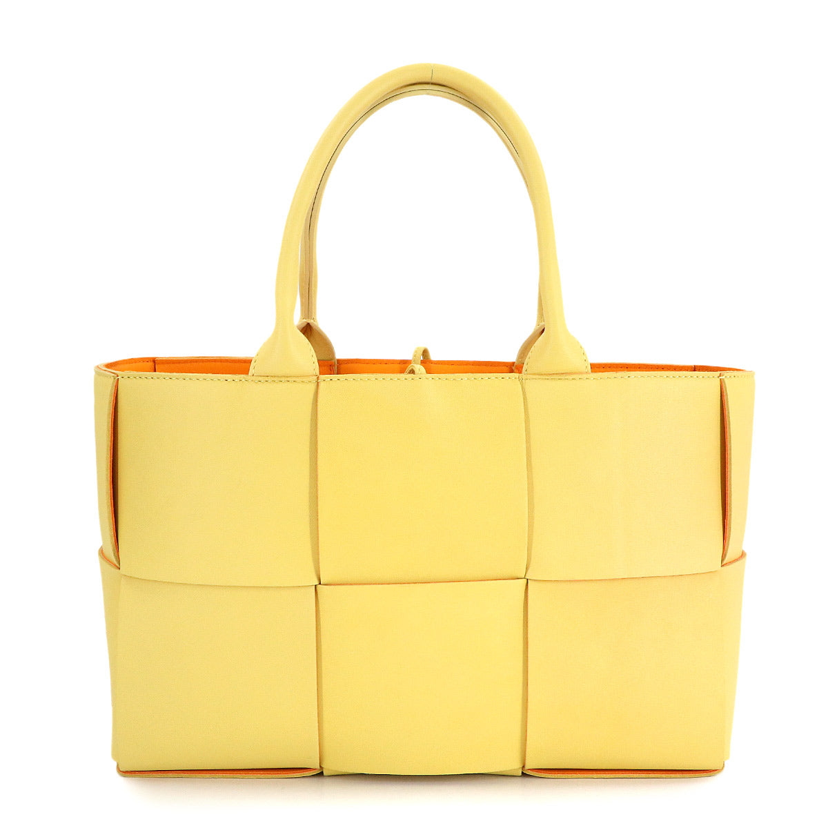 Intrecciato Small Arco Tote Bag Leather Yellow Orange