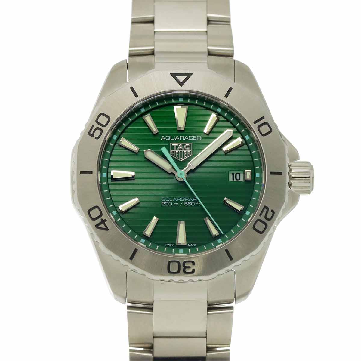 Aquaracer WBP1115 Solar Date Green Dial Mens Watch