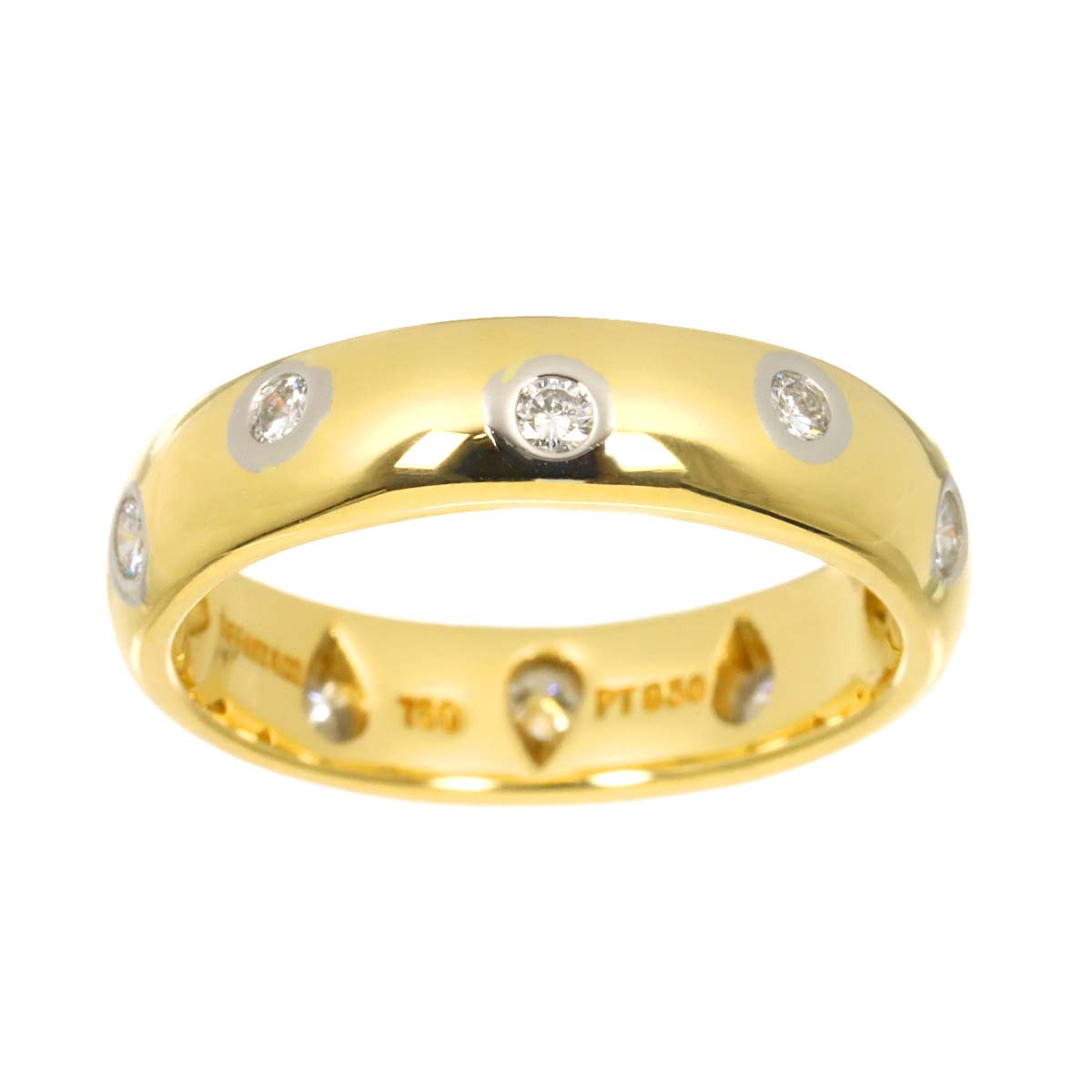 Dots Diamond Ring 18K YG 750 Platinum size4-4.5(US)