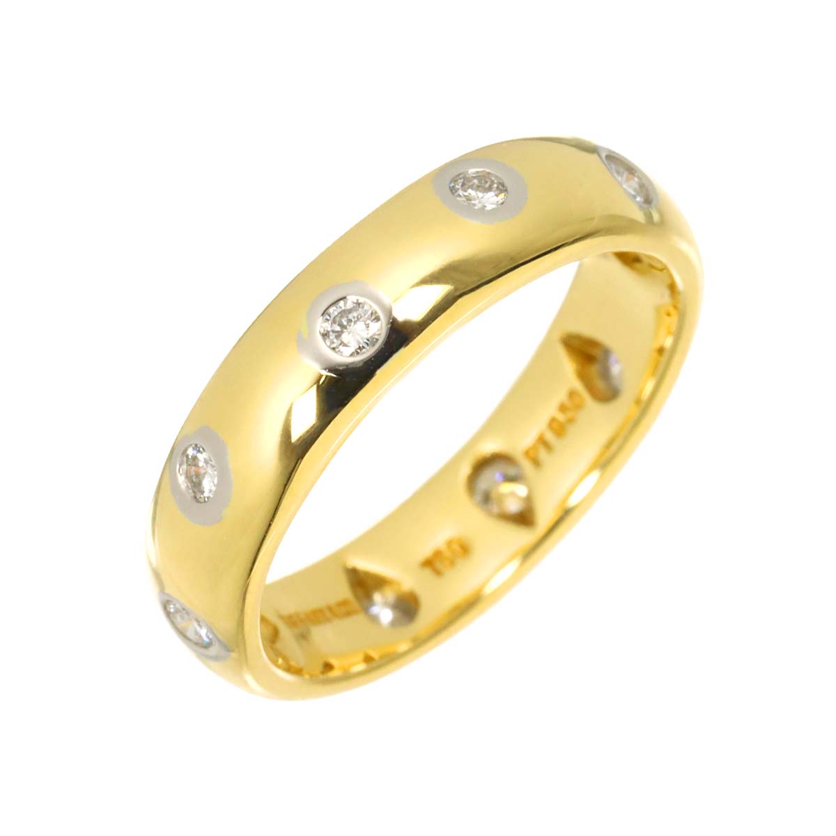 Dots Diamond Ring 18K YG 750 Platinum size4-4.5(US)