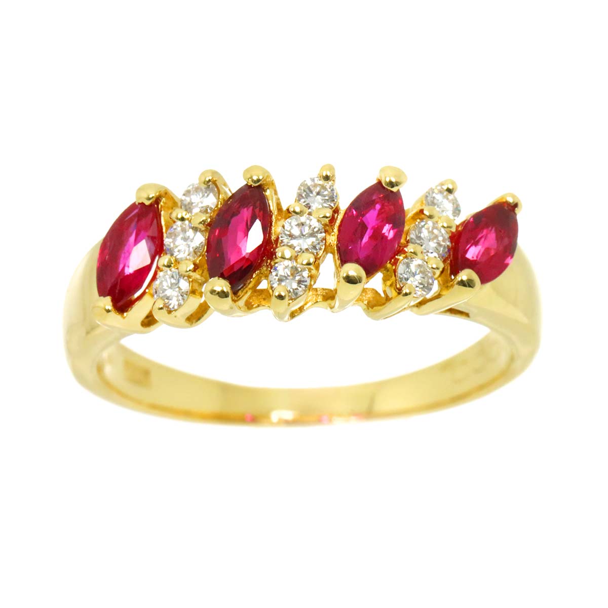 Ruby Diamond Ring 18K YG 750 Size6-6.25(US)
