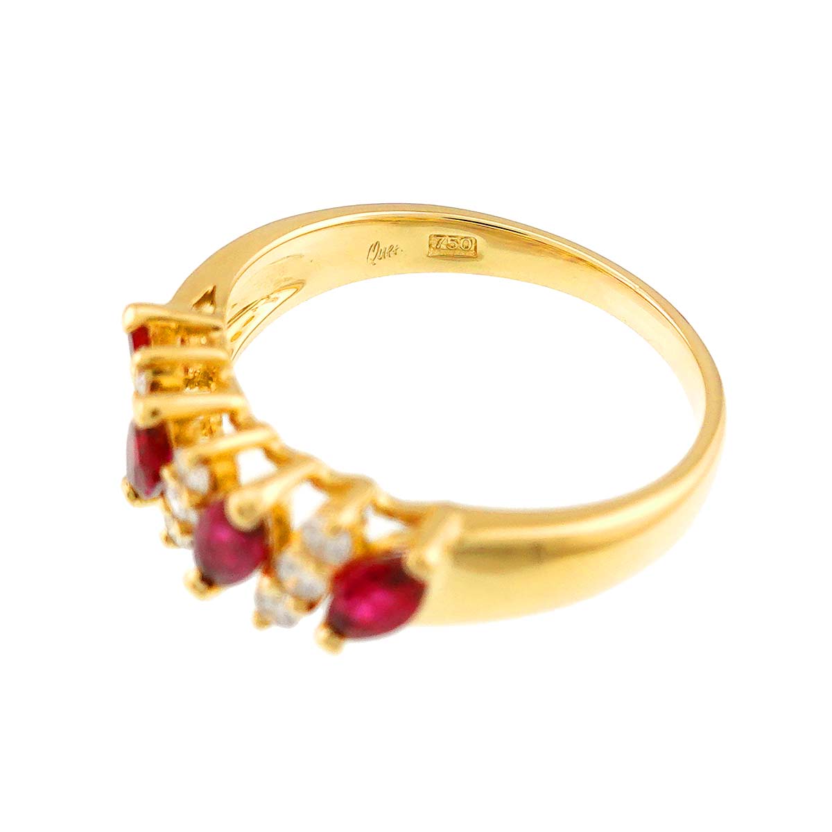 Ruby Diamond Ring 18K YG 750 Size6-6.25(US)