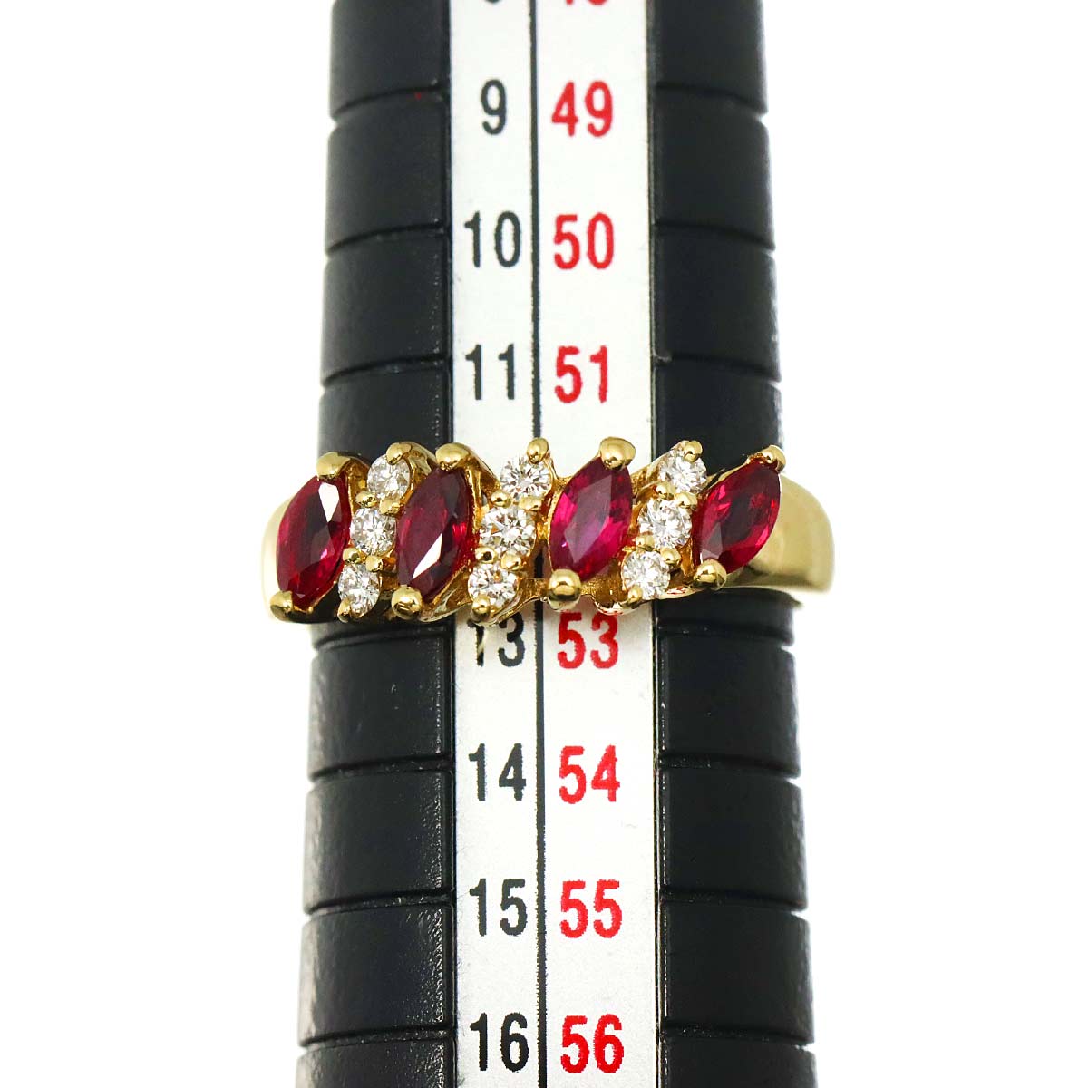 Ruby Diamond Ring 18K YG 750 Size6-6.25(US)