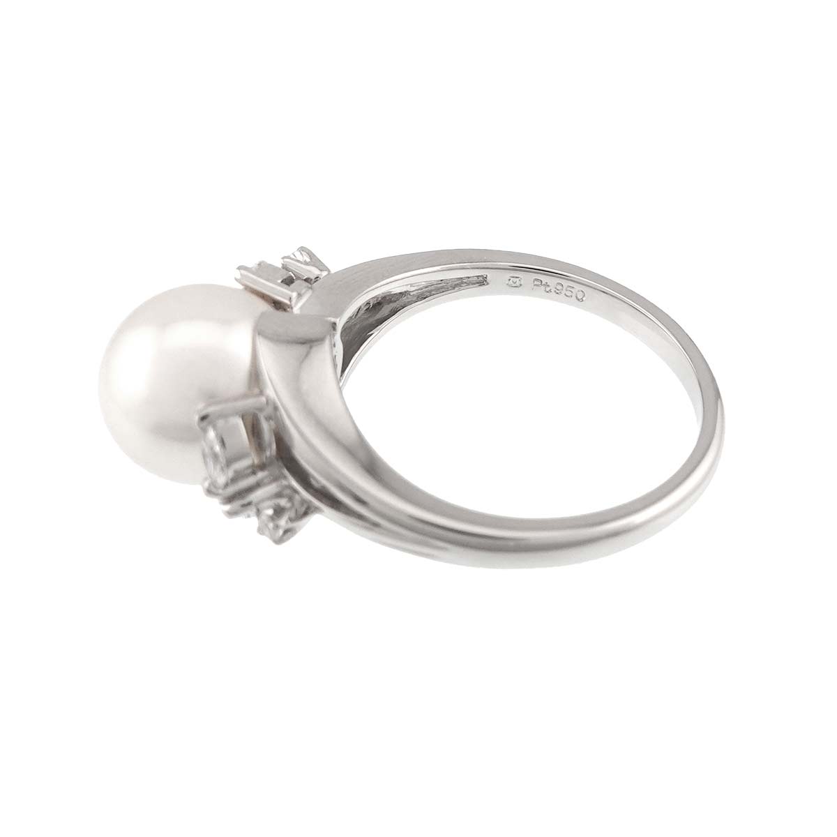 Akoya Pearl 9.0mm Diamond Ring Platinum size6(US)