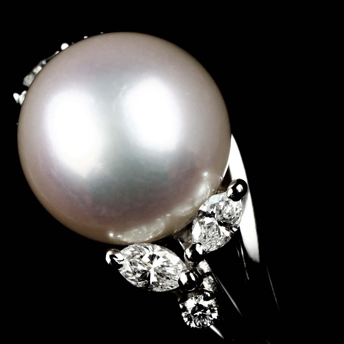 Akoya Pearl 9.0mm Diamond Ring Platinum size6(US)
