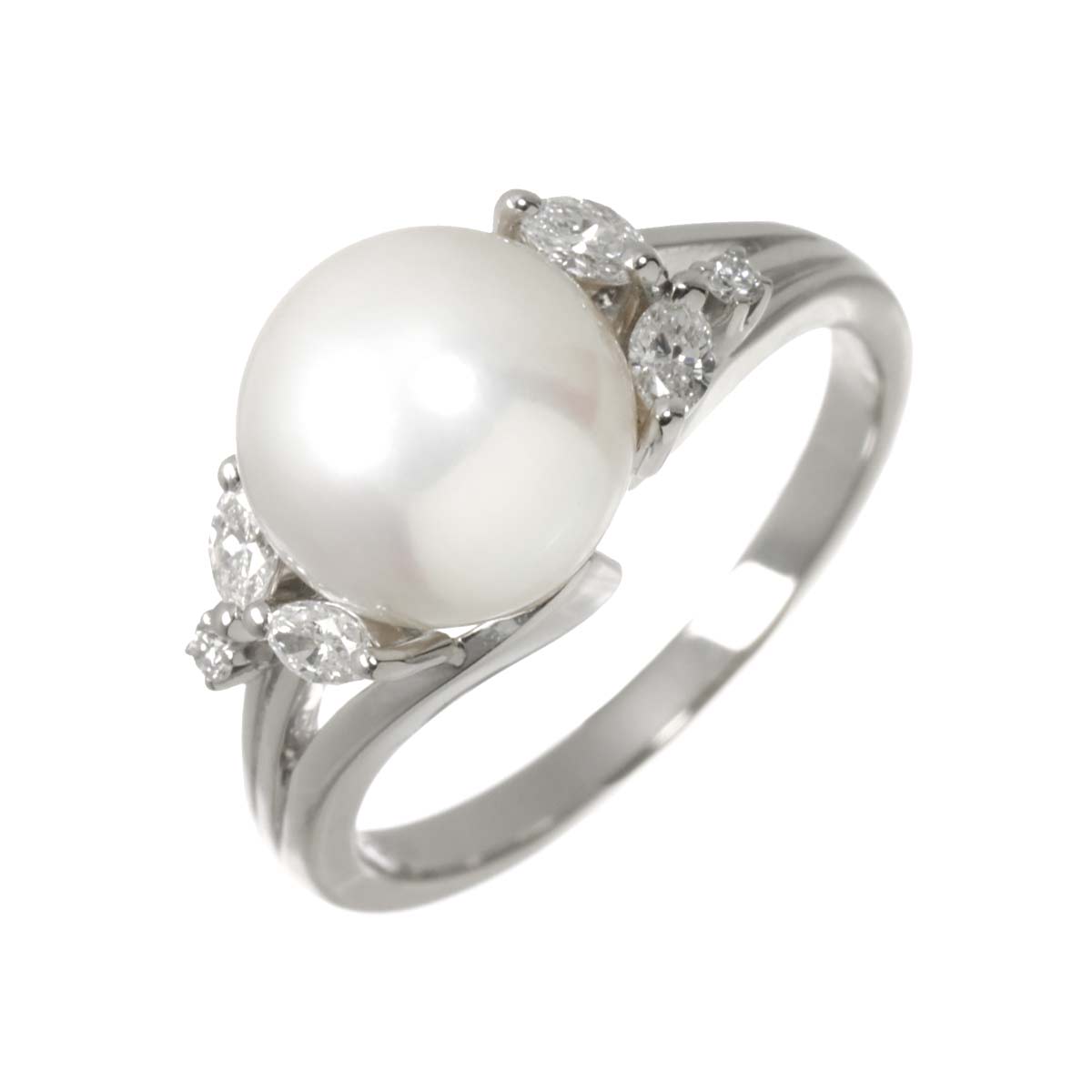 Akoya Pearl 9.0mm Diamond Ring Platinum size6(US)