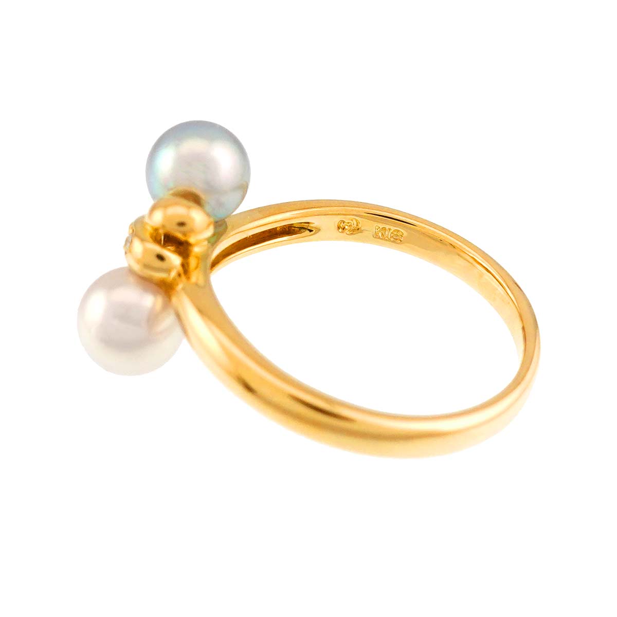 Akoya Pearl Diamond 0.02ct Ring 18K YG Size5.5-5.75(US)