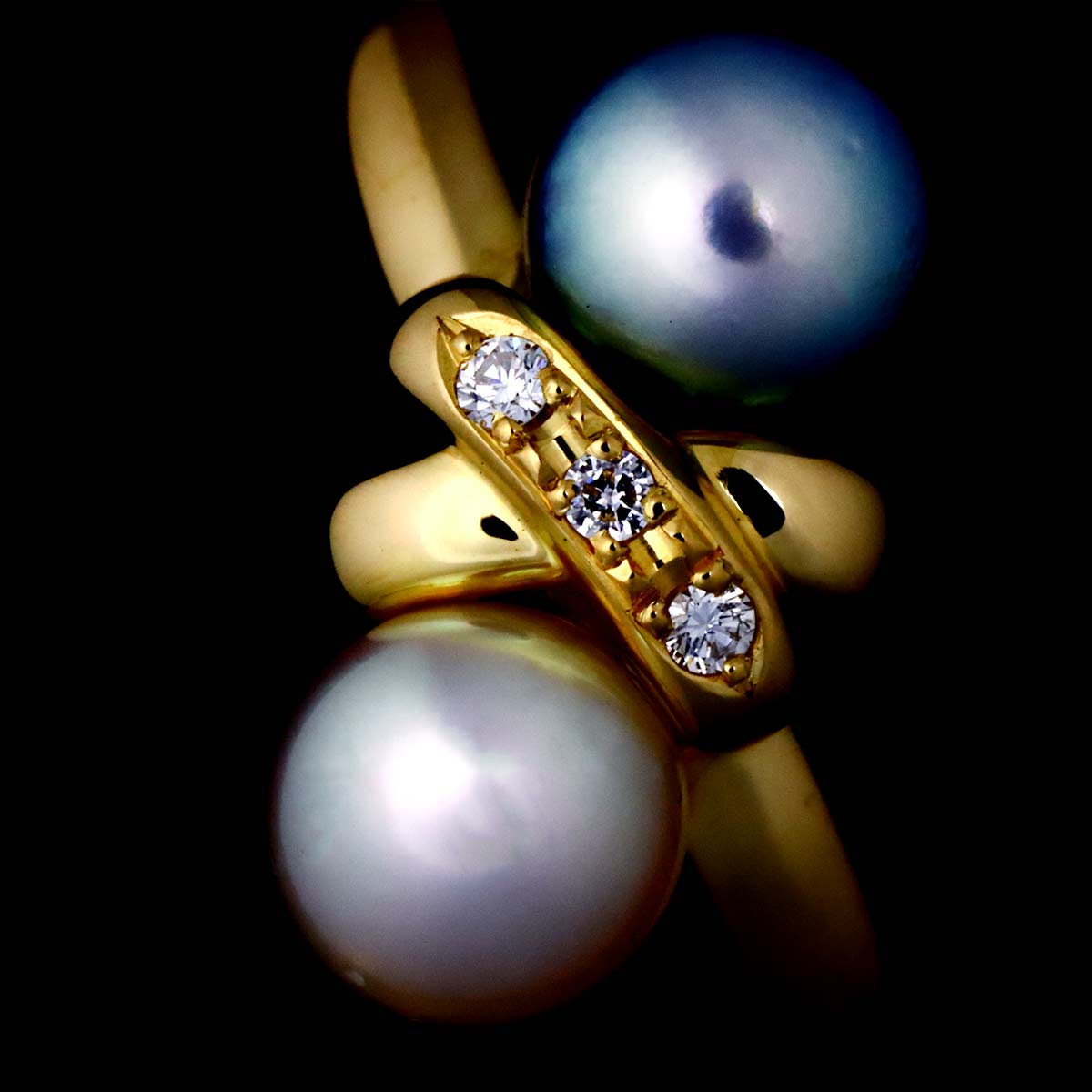Akoya Pearl Diamond 0.02ct Ring 18K YG Size5.5-5.75(US)
