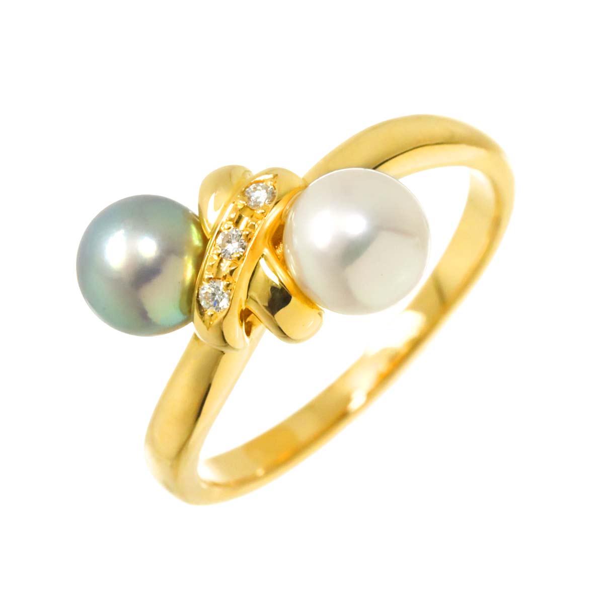 Akoya Pearl Diamond 0.02ct Ring 18K YG Size5.5-5.75(US)
