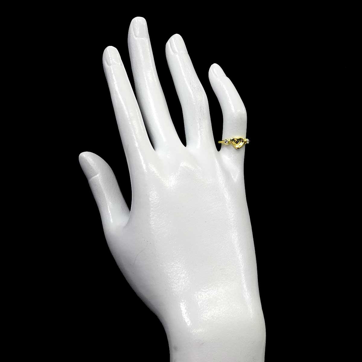 Full Heart Diamond Ring 18K YG 750 Size4.5(US)