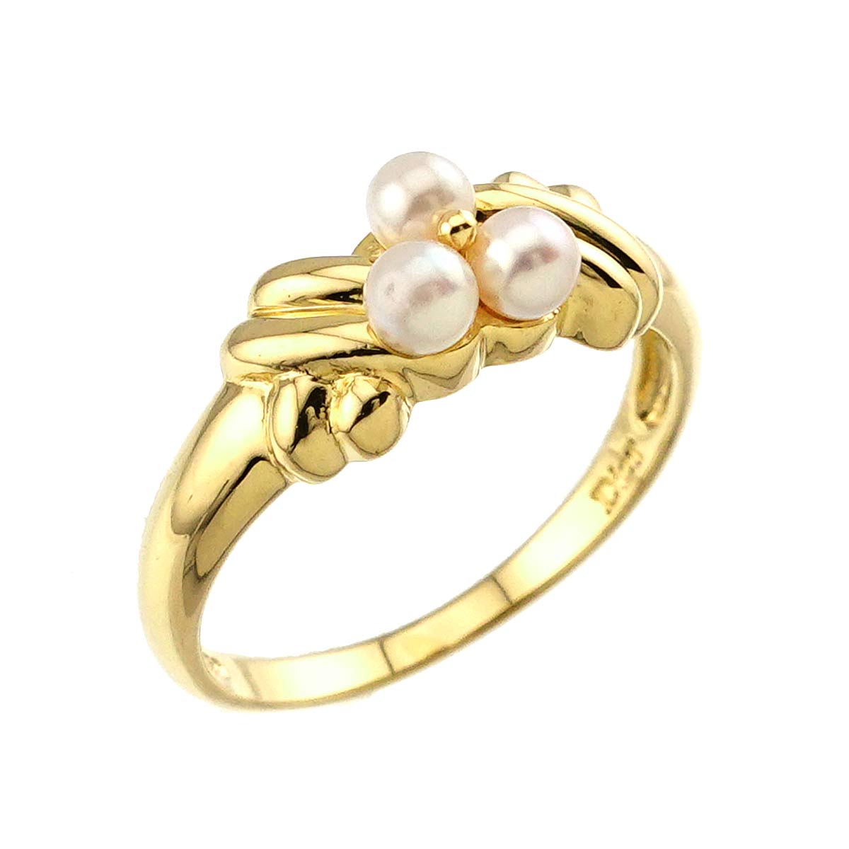 Pearl 2.9mm Diamond Ring 18K YG 750 size4.75-5(US)