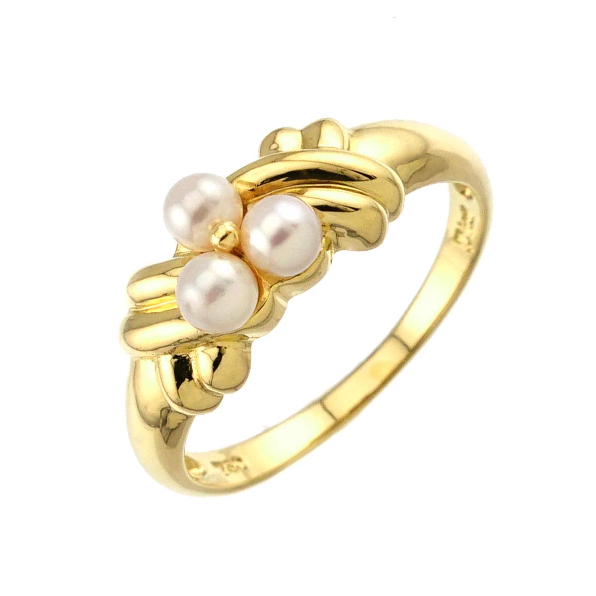 Pearl 2.9mm Diamond Ring 18K YG 750 size4.75-5(US)