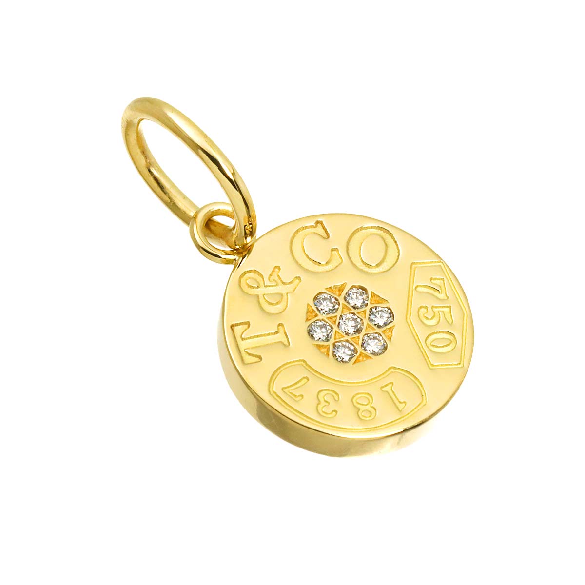 1837 Circle Diamond Pendant Top 18K Yellow Gold 750