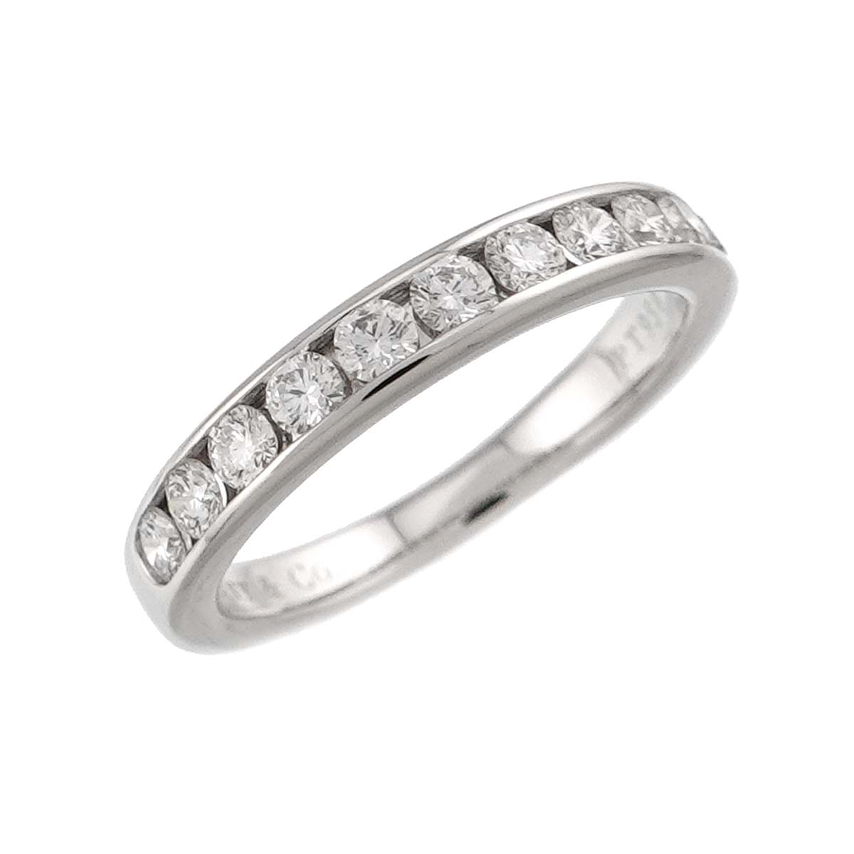Half Diamond band Ring Platinum Size4(US)