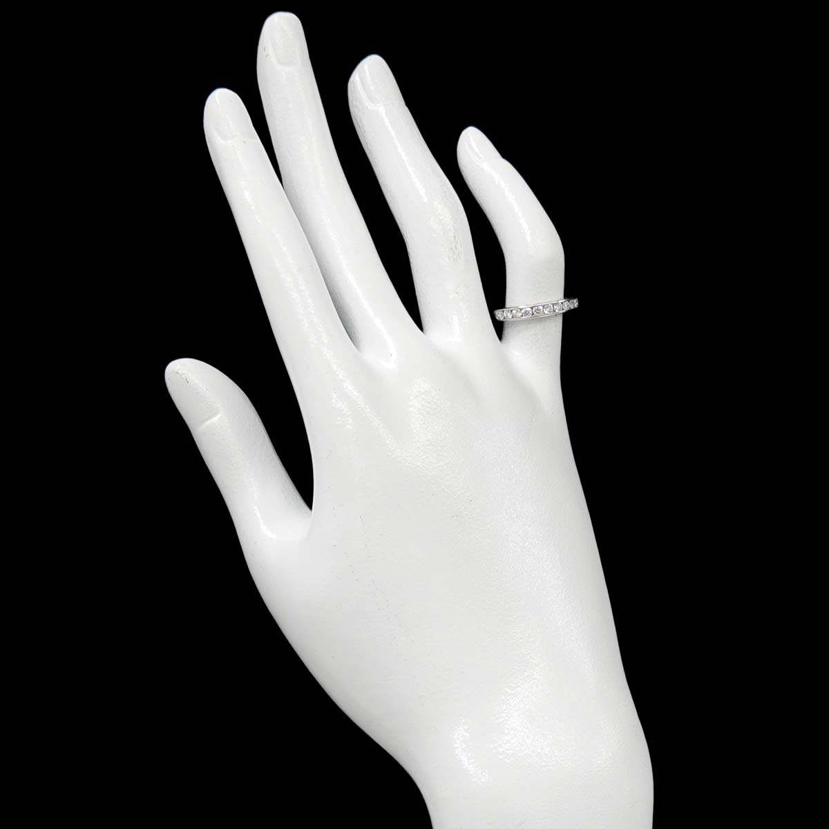 Half Diamond band Ring Platinum Size4(US)