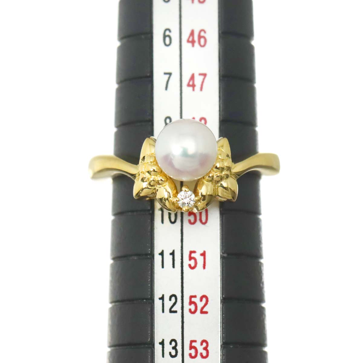 Akoya Pearl 6.3mm Diamond Ring 18K YG 750 size4.75-5(US)