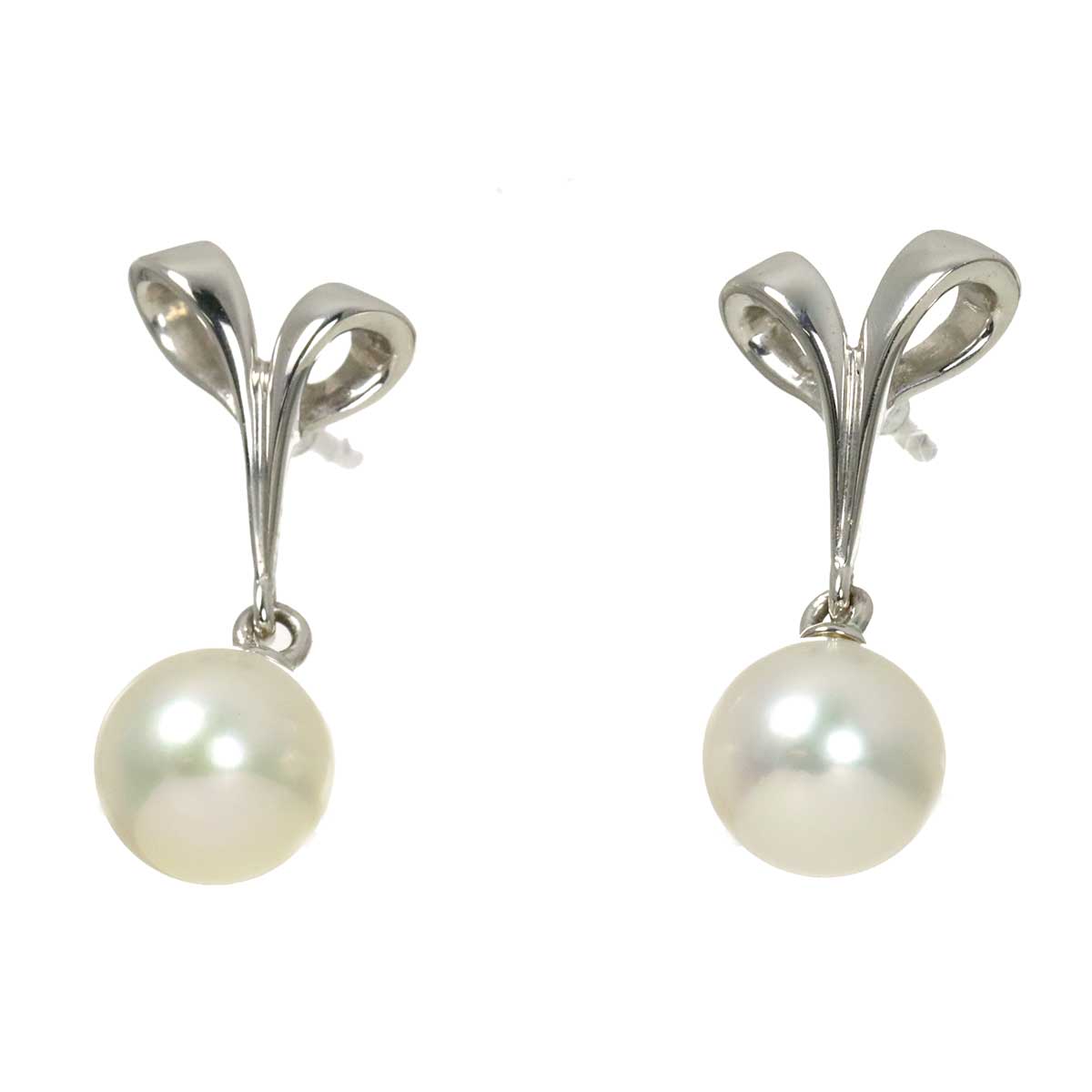 Akoya Pearl 6.3mm Earrings Pierced 18K WG 750