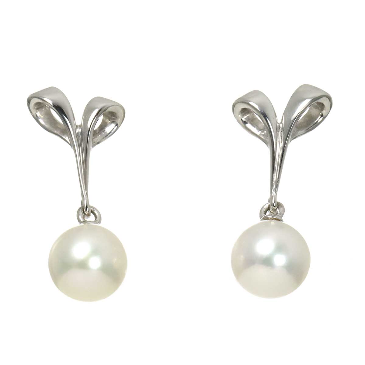 Akoya Pearl 6.3mm Earrings Pierced 18K WG 750