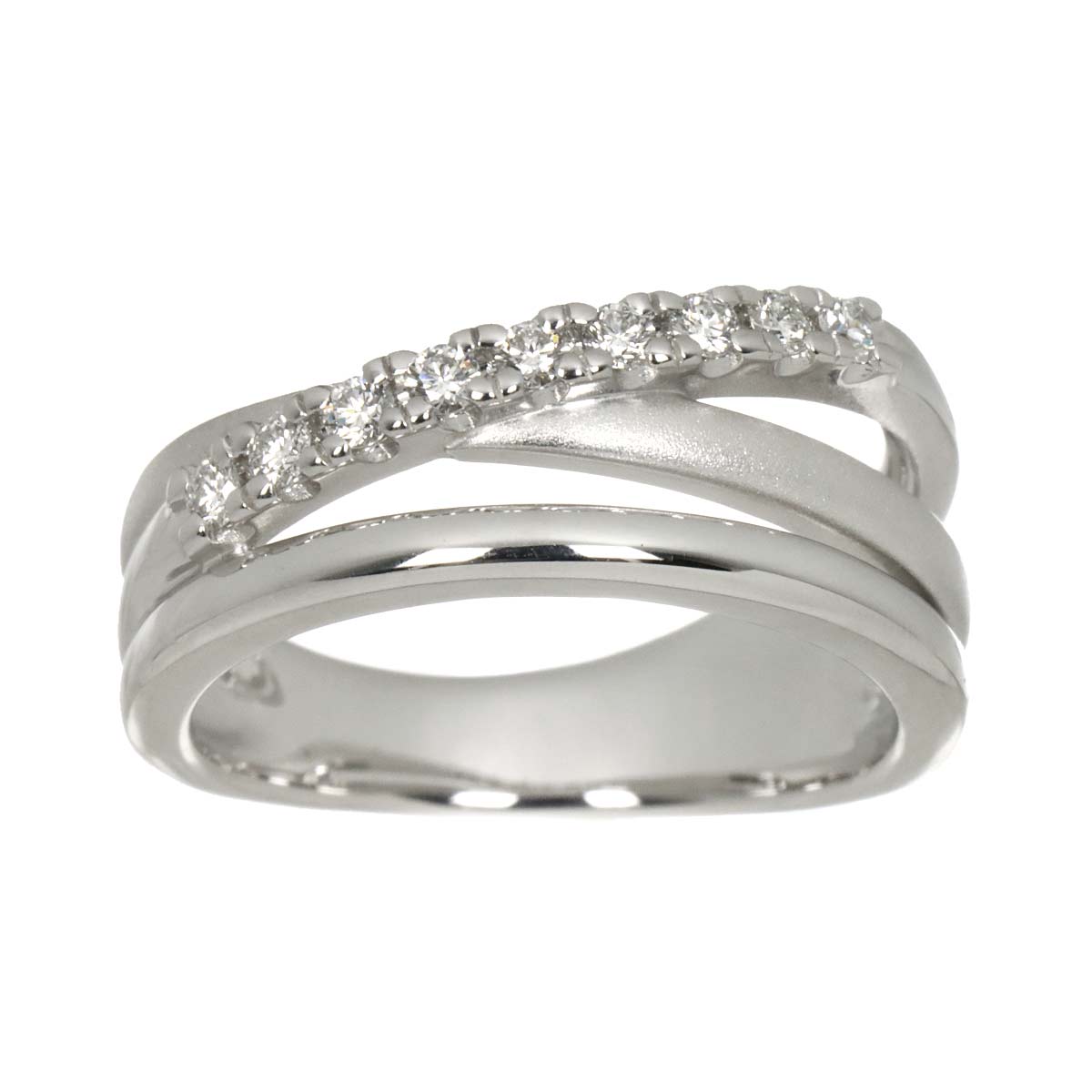 Diamond 0.15ct Ring 18K White Gold 750 Size5.5-5.75(US)