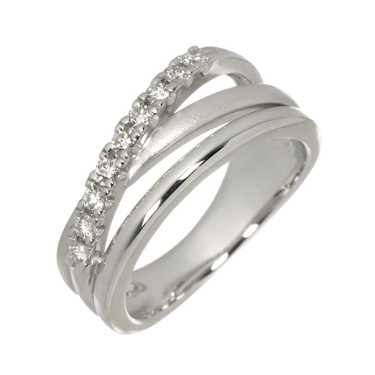 Diamond 0.15ct Ring 18K White Gold 750 Size5.5-5.75(US)