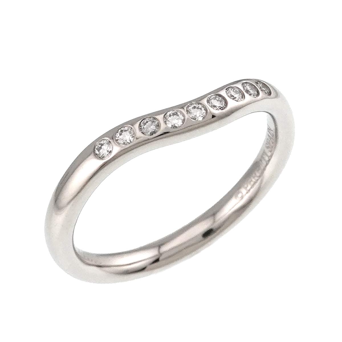 Curved Band Diamond Ring Platinum size3.25-3.75(US)