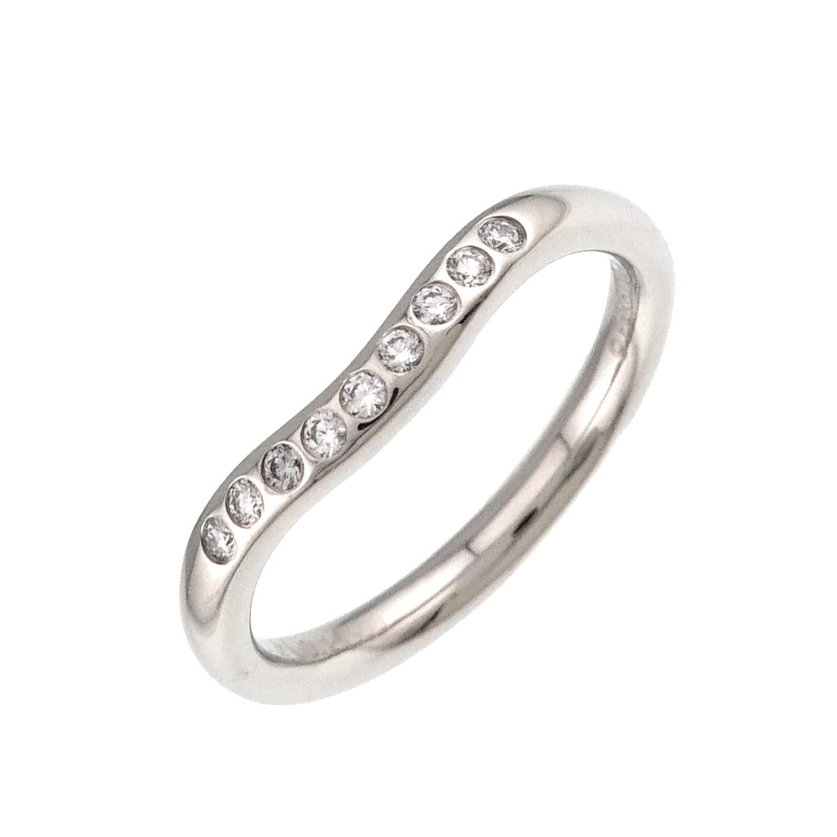 Curved Band Diamond Ring Platinum size3.25-3.75(US)