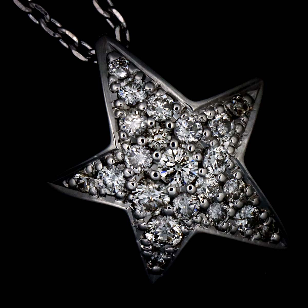 Diamond 0.27ct Star Necklace 18K WG 750