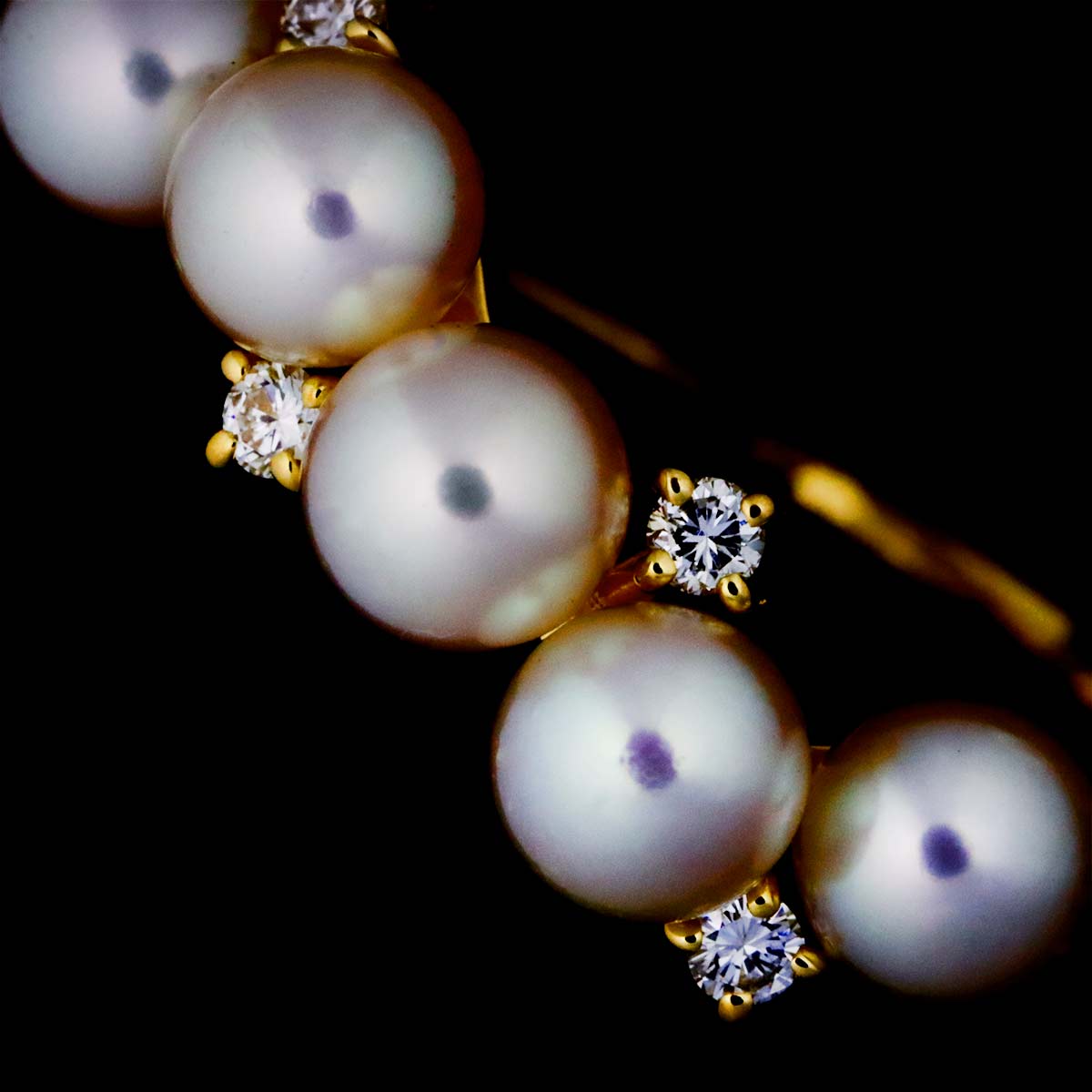 Baby Pearl 4.3mm Diamond 0.05ct Ring 18K YG 750 5.5-5.75(US)