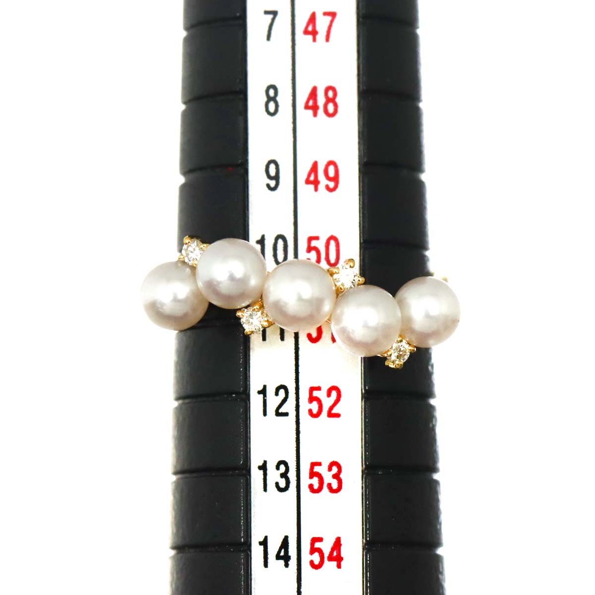 Baby Pearl 4.3mm Diamond 0.05ct Ring 18K YG 750 5.5-5.75(US)