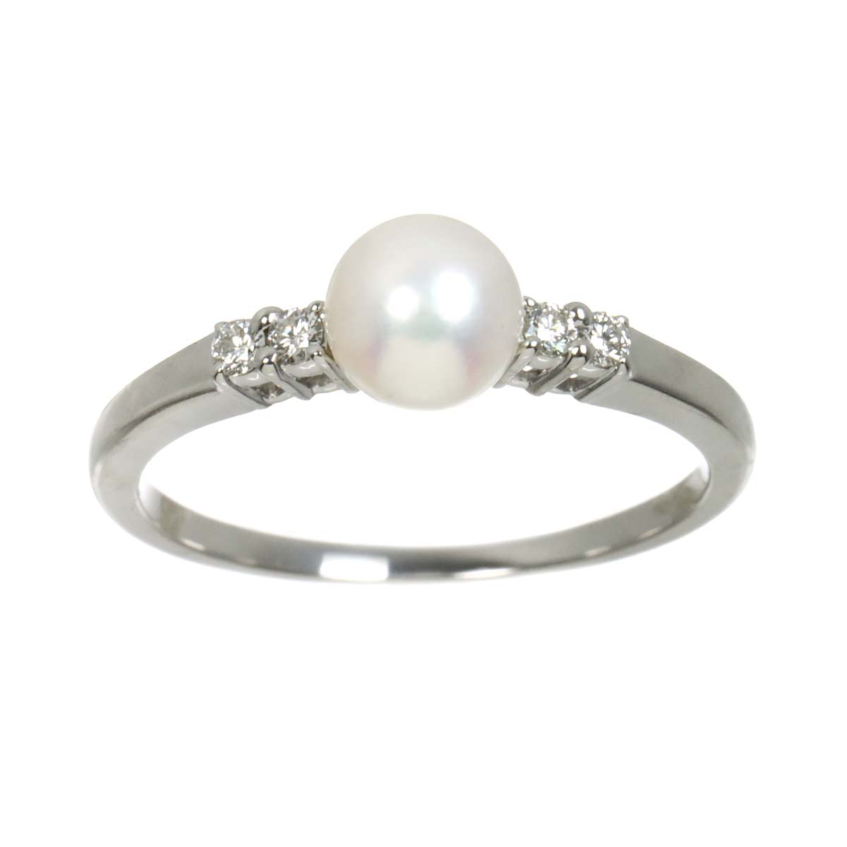 Akoya Pearl 5.8mm Diamond Ring 18K WG 750 size6.75(US)