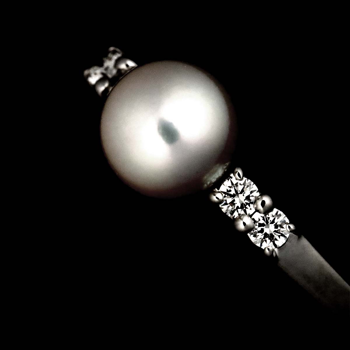 Akoya Pearl 5.8mm Diamond Ring 18K WG 750 size6.75(US)