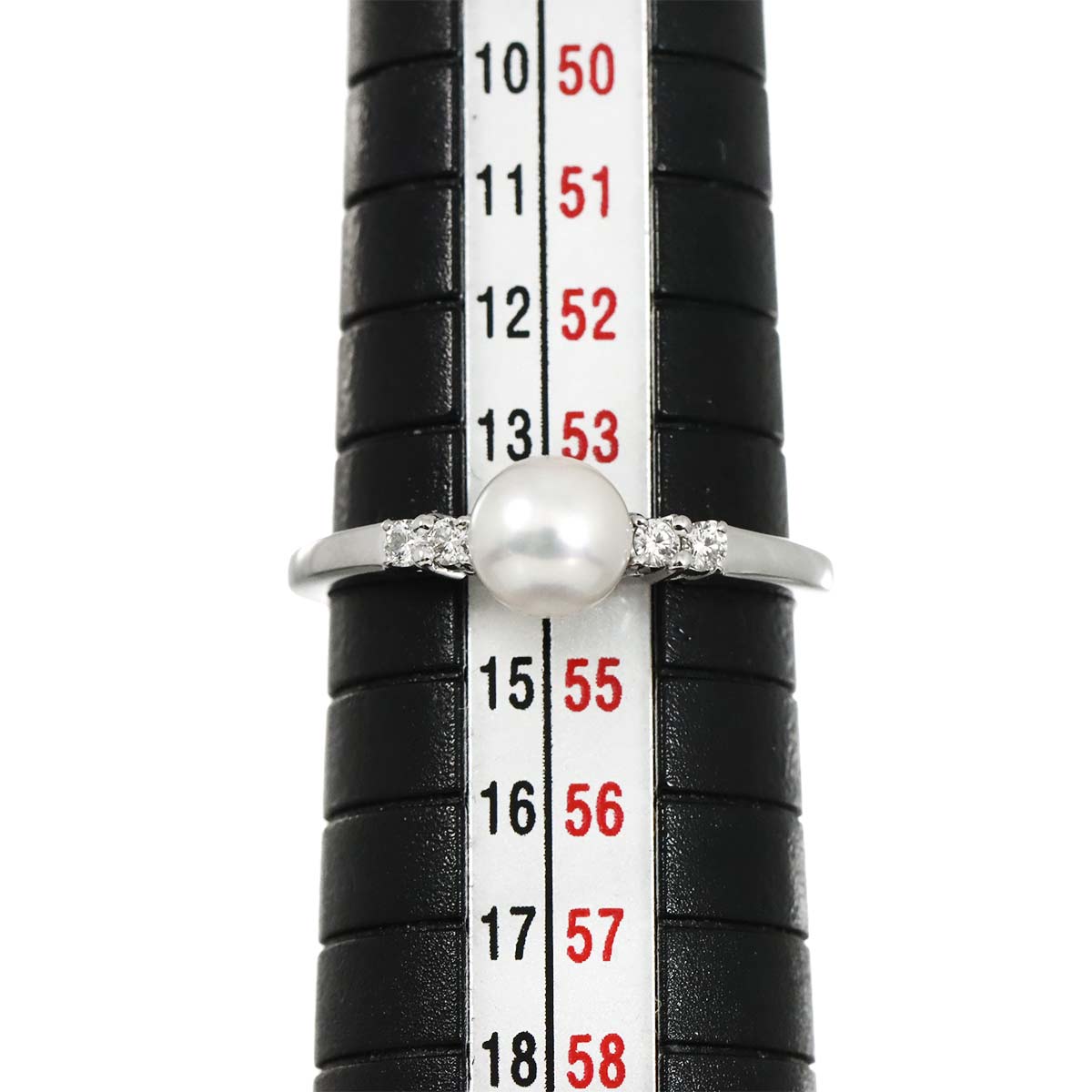Akoya Pearl 5.8mm Diamond Ring 18K WG 750 size6.75(US)