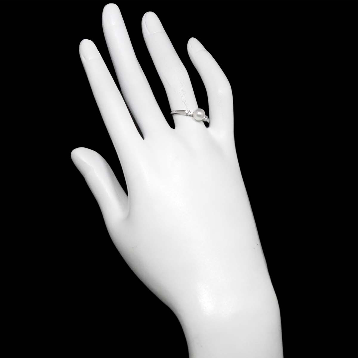 Akoya Pearl 5.8mm Diamond Ring 18K WG 750 size6.75(US)